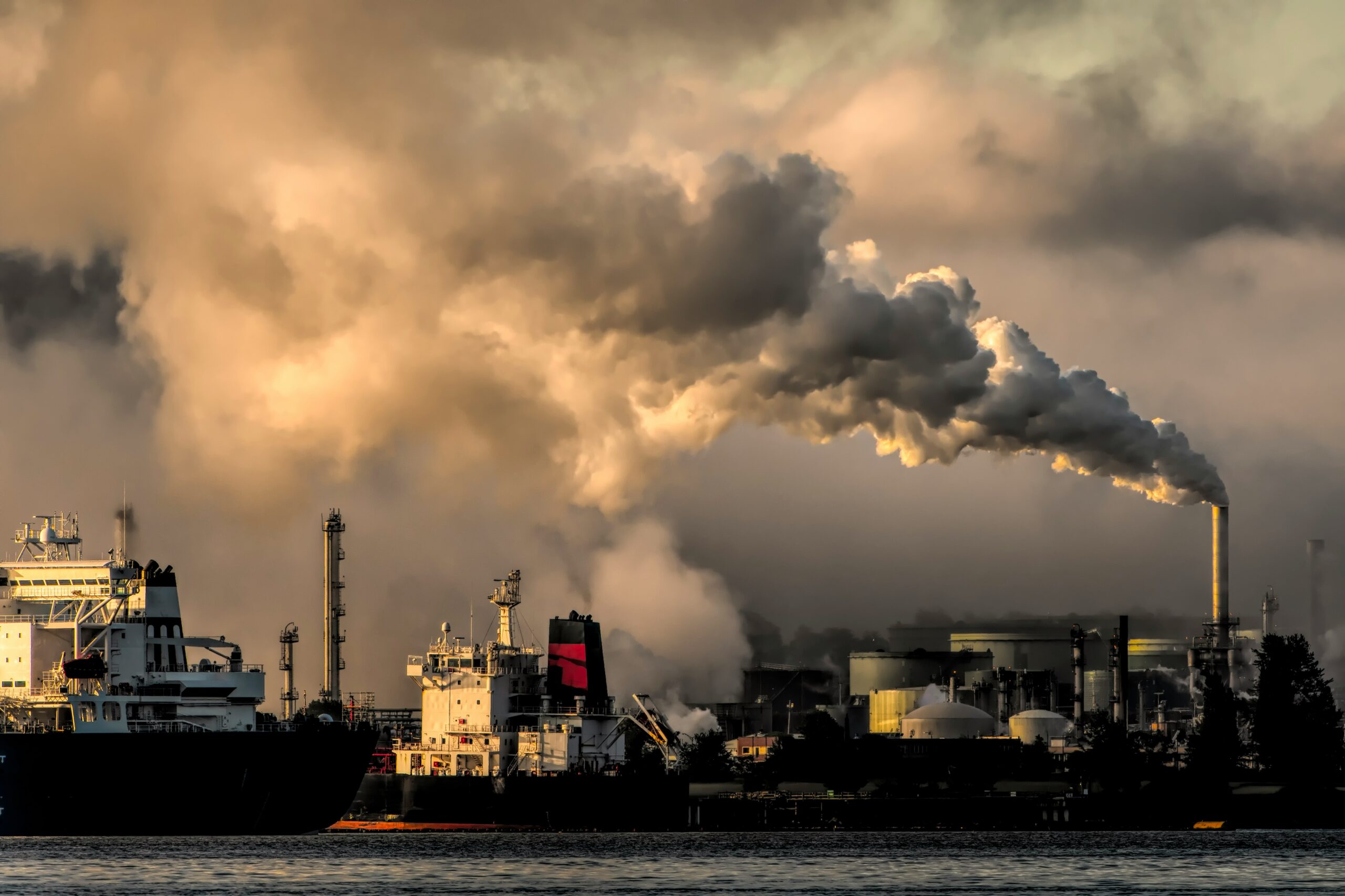 Industrial zone producing emissions
